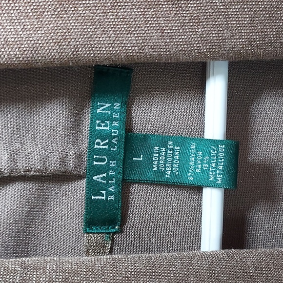 Lauren Ralph Lauren Open Front Cardigan Gold Metallic Shimmery Women's L - Picture 2 of 3